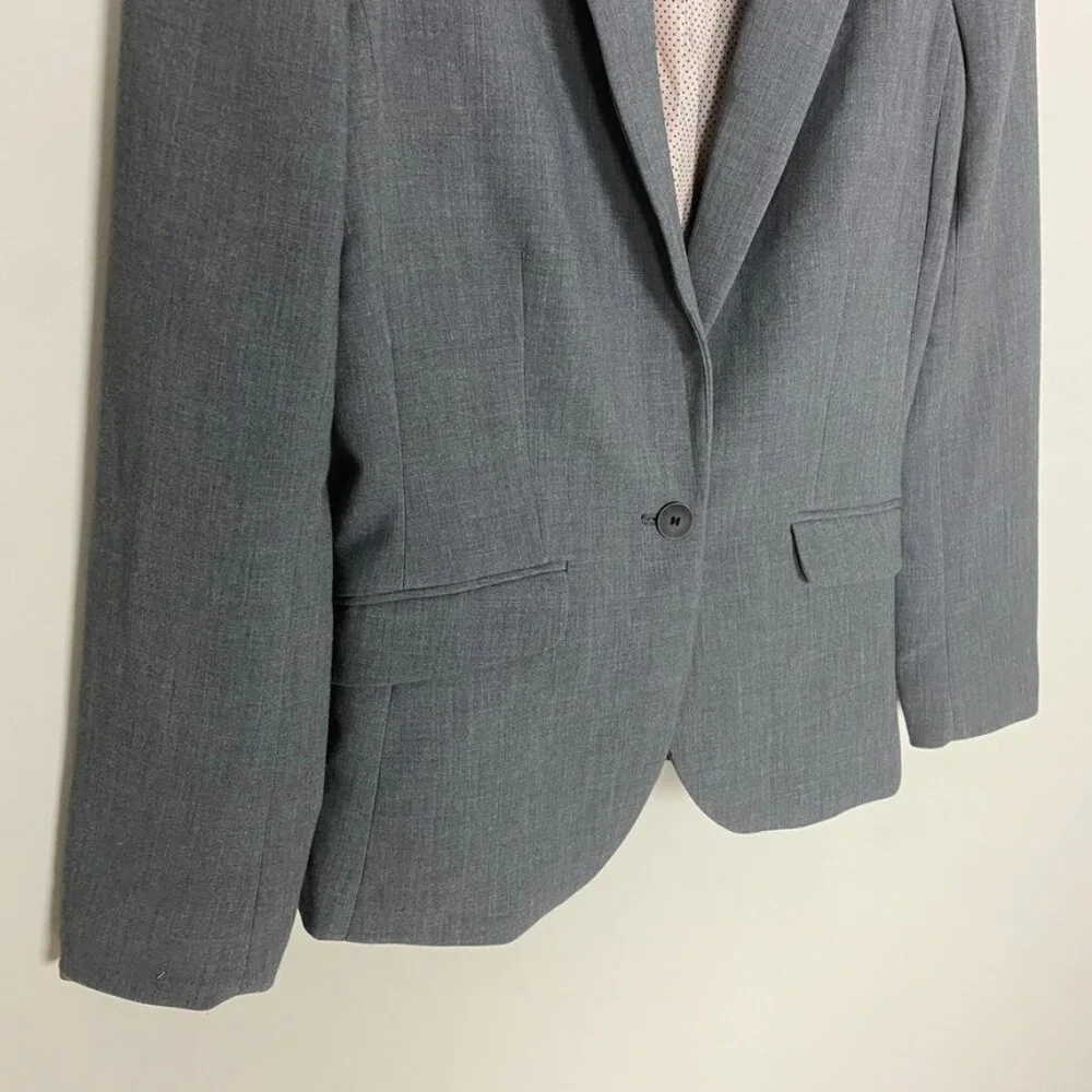 H&M Blazer Puff Shoulder Grey Womens 6 Career Professional Jacket